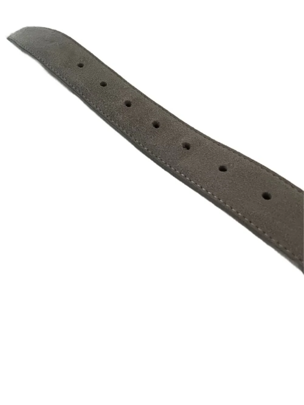 Ground Mind Mens Gray Suede Belt Size 46 Brushed‎ Silver Buckle Modern Uniform